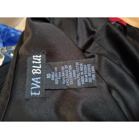 Eva Blue Cocktail party Dress sz 10 Red And Black - Picture 10 of 10